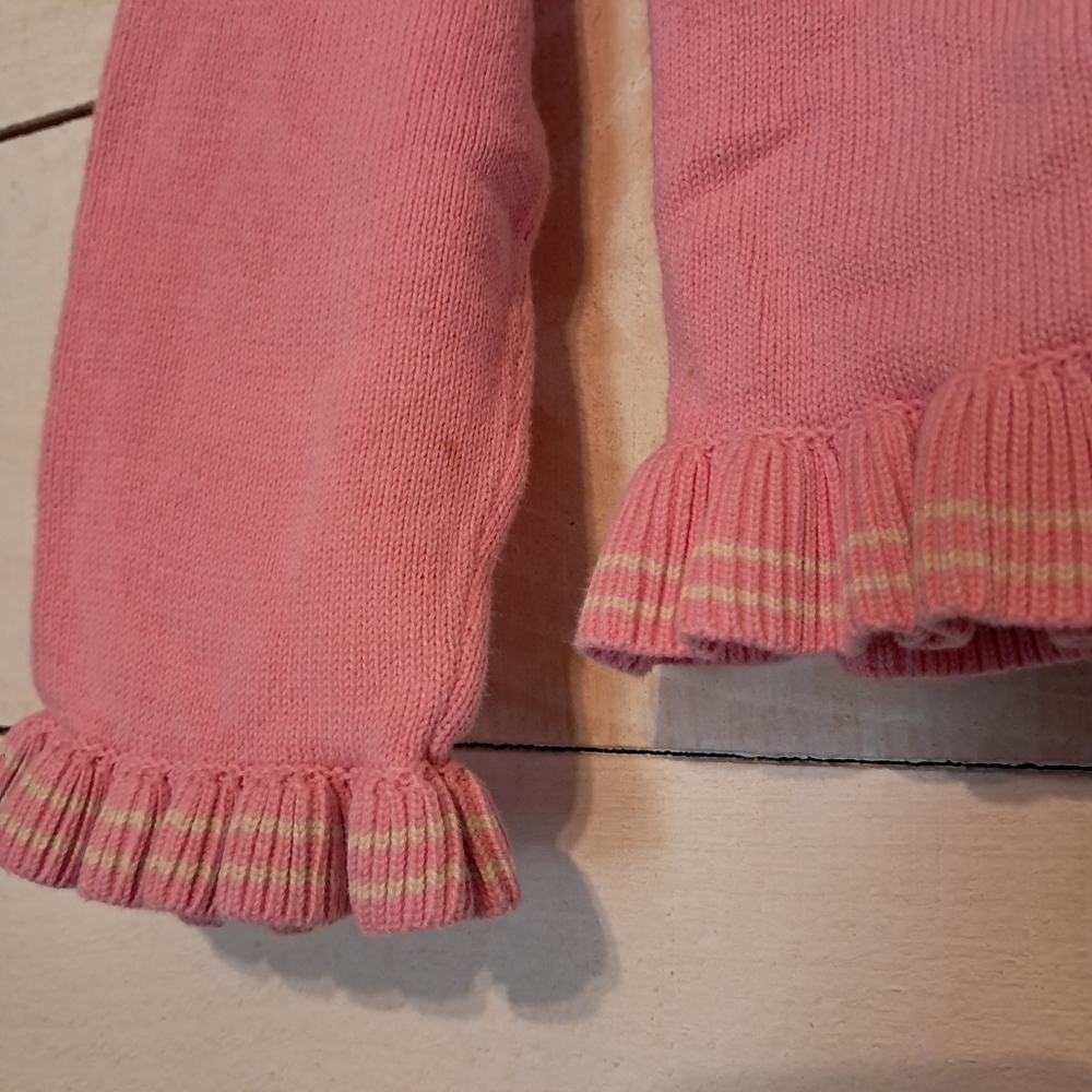 April Cornell Girls Size 6 Pink Watermelon Cardigan Sweater Ruffle Bottom - Picture 4 of 7